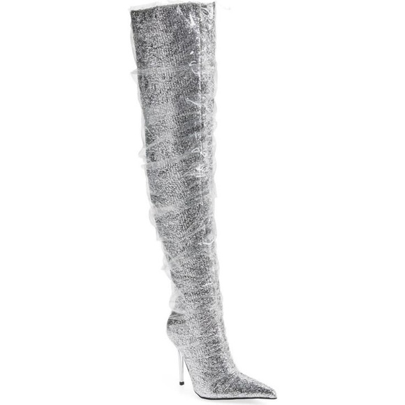 glitter boots thigh high